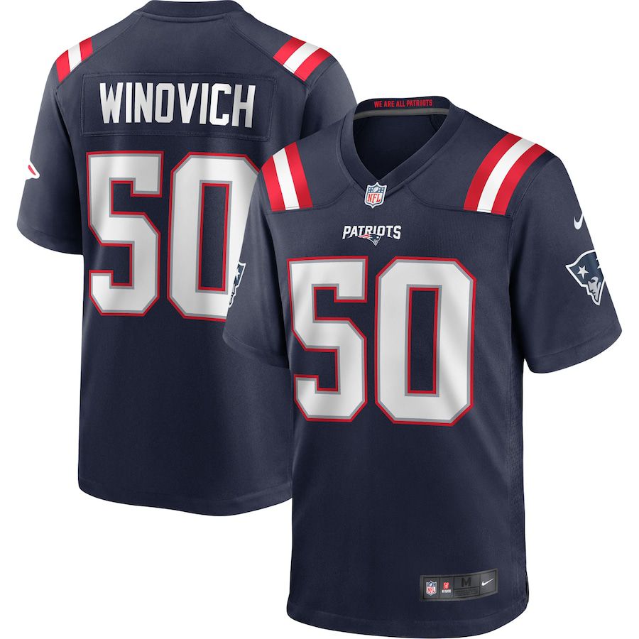 Men New England Patriots 50 Chase Winovich Nike Navy Game Player NFL Jersey